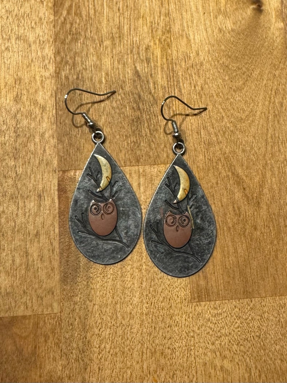 NWT Teardrop Owl Moon Dangle Earrings